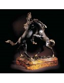 Pelea de Caballos figura artesanal decoración bronce mármol Soher - 1