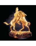 Pelea de Caballos dorado figura artesanal decoración bronce mármol Soher - 1