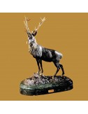 Ciervo figura artesanal decoración bronce mármol verde Soher - 1