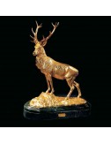 Ciervo dorado figura artesanal decoración bronce mármol verde Soher - 1