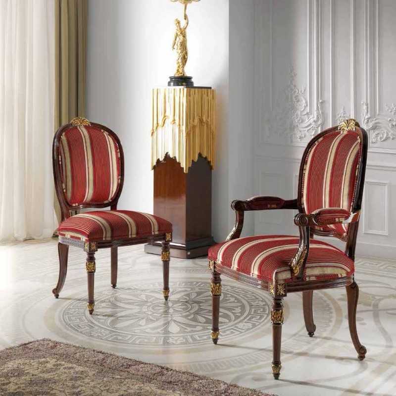 Silla The Ritz madera nogal americano acabados pan de oro anticuario