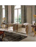 Sofá individual The Ritz tela 8T0537 acabados en pan de oro anticuario - 1