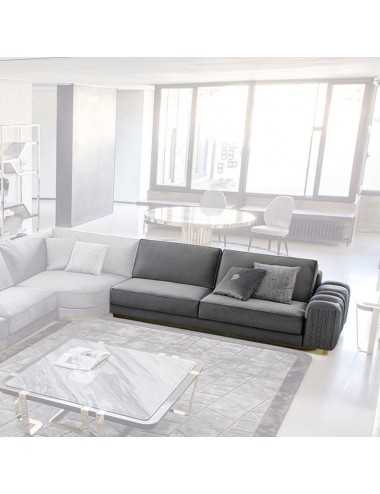 Sofá de 2 plazas módulo derecho en cuero o terciopelo acero dorado Colección Charisma - 1