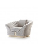 Sillón Passion tapizado en cuero o terciopelo acero dorado - 1