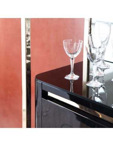 Mueble bar con 2 puertas Black Bubinga cristal oscuro acero dorado - 3