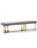 Banco tapizado en cuero Nobuck o terciopelo patas acero dorado - 1