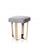 Taburete para tocador tapizado cuero Nobuck terciopelo patas acero dorado - 1