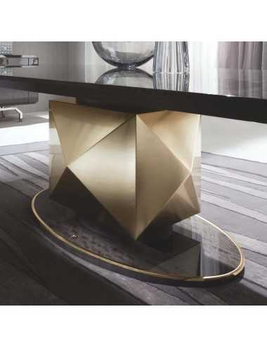 Mesa de comedor Infinity rectangular madera de caoba makorè acero dorado - 5