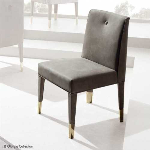 Silla de comedor Infinity madera maciza de Haya tapizada cuero o terciopelo - 1