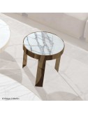 Mesa auxiliar Infinity redonda acero inoxidable dorado tapa de mármol - 1