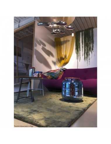 Alfombra Space 89 Viscose dark green & white 200x200 The Loft - 1