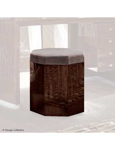 Taburete Vogue eucalipto europeo brillante cuero nobuck o terciopelo - 1