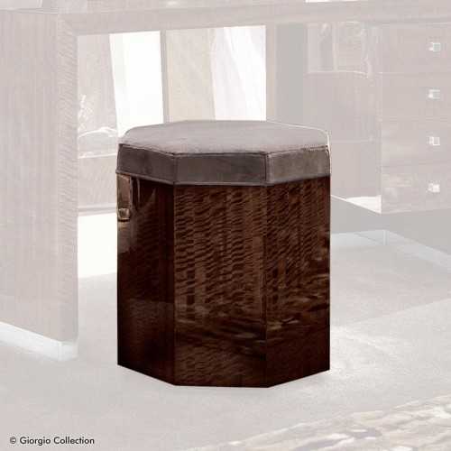 Taburete Vogue eucalipto europeo brillante cuero nobuck o terciopelo - 1
