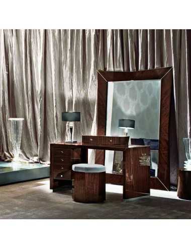 Taburete Vogue eucalipto europeo brillante cuero nobuck o terciopelo - 1