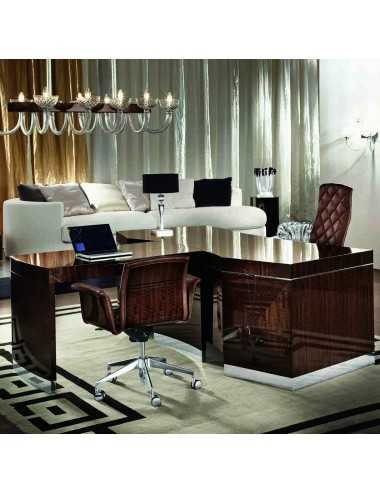 Silla de escritorio presidencial Vogue tapizado en piel nobuck o terciopelo - 4