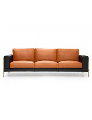 Sofá 3 plazas Clark piel negro camel metal champán Tonino Lamborghini Casa - 3