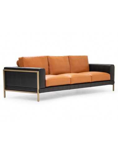 Sofá 3 plazas Clark piel negro camel metal champán Tonino Lamborghini Casa - 1