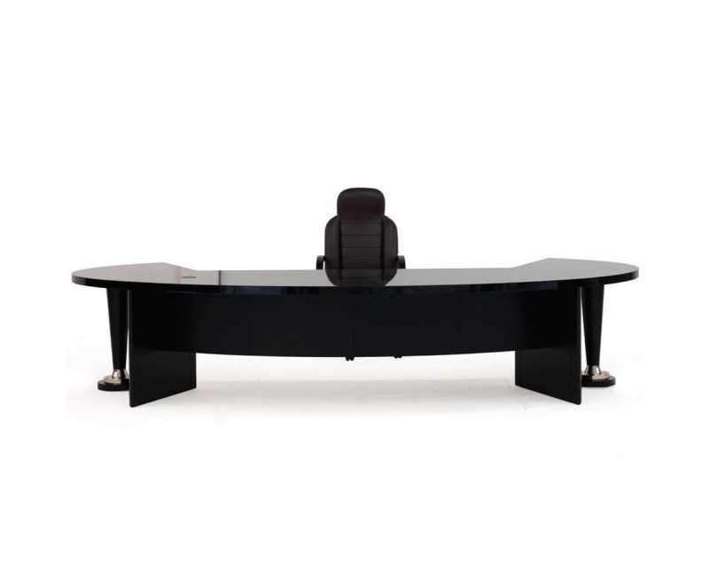 Escritorio Montecarlo madera lacada negro brillo cuero muflone - 1
