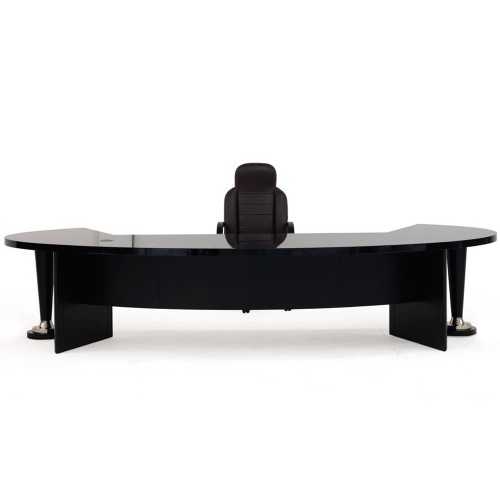 Escritorio Montecarlo madera lacada negro brillo cuero muflone - 1