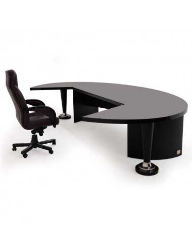 Escritorio Montecarlo madera lacada negro brillo cuero muflone - 1