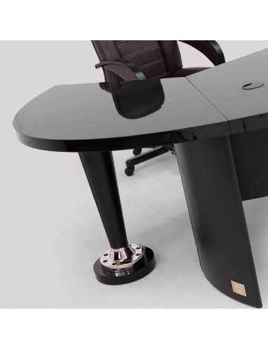 Escritorio Montecarlo madera lacada negro brillo cuero muflone - 4