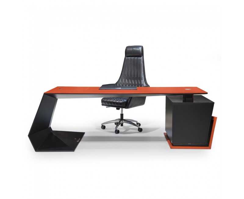 Escritorio GT madera cuero ciervo negro naranja Tonino Lamborghini