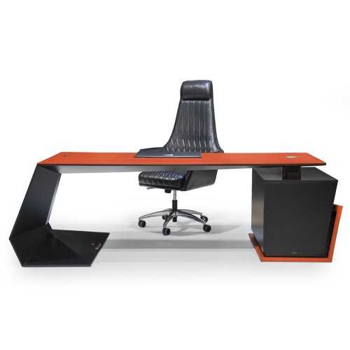 Escritorio GT madera cuero de ciervo negro naranja Tonino Lamborghini Casa - 1