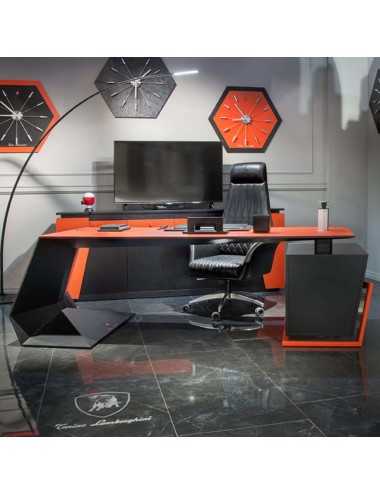 Escritorio GT madera cuero de ciervo negro naranja Tonino Lamborghini Casa - 1